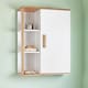 image 1 of Showerdrape Cassino Matt White & Bamboo Wall Bathroom Cabinet with Display Shelves
