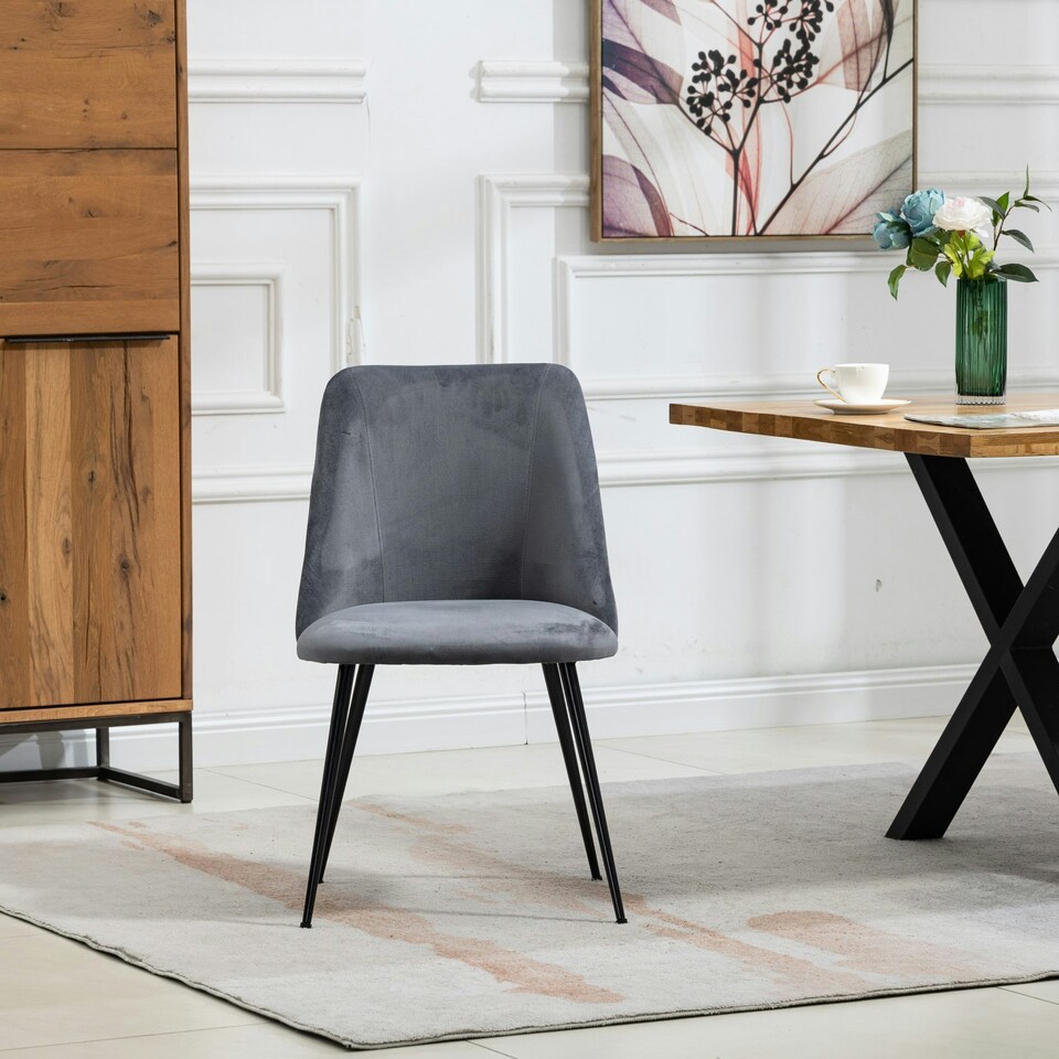 image 1 of Morandi Velvet Dining Chairs - Set of 2 - Grey