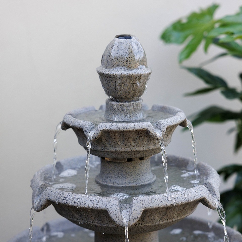 image 1 of Holms 4 Tier Circular Water Fountain in Grey