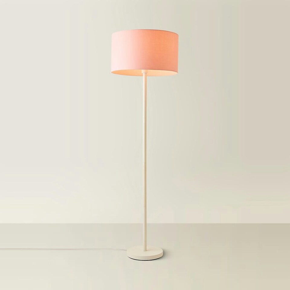 image 1 of ValueLights Charlie White Stem Floor Lamp Blush Pink Shade Pink