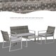 image 4 of Outsunny 4PC Rattan Garden Furniture Set 2 Single Sofa Arm Chairs 1 Bench with Cushions & Coffee Table Patio Backyard Wicker Weave