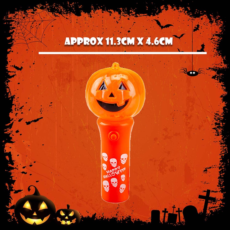 image 1 of PMS Halloween Light-Up Pumpkin Wand Accessory 11.3 cm