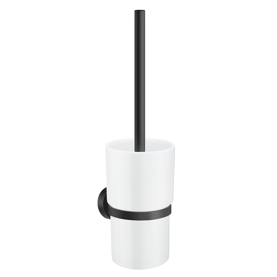 Smedbo Matt Black Toilet Brush and Porcelain Holder