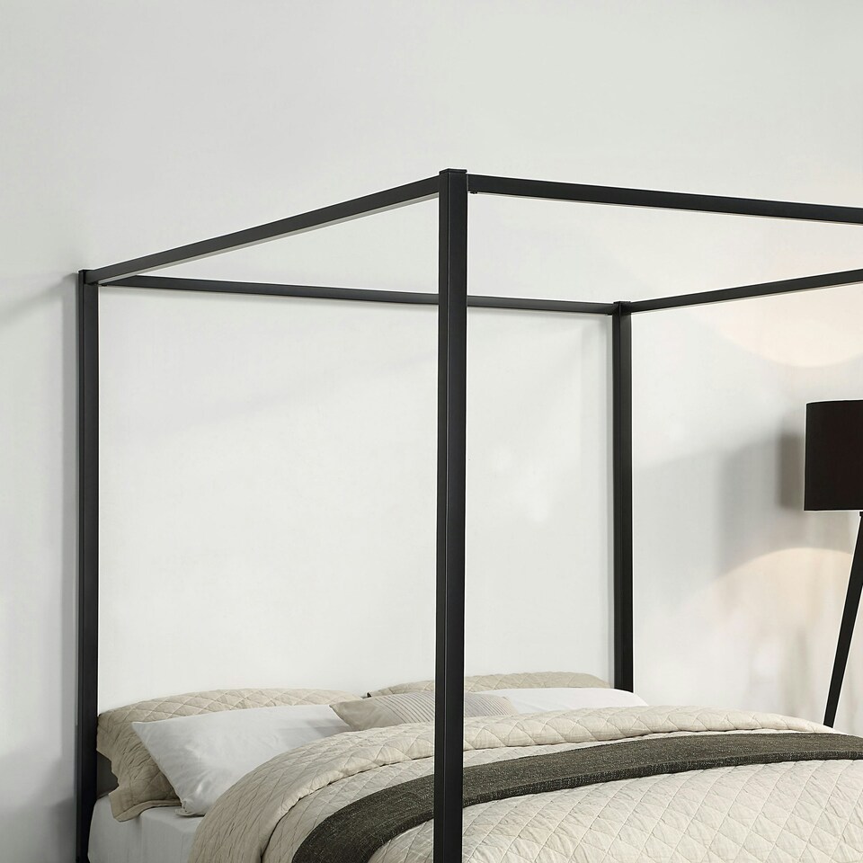 image 1 of Ashwell Modern Four 4 Poster Black Metal Bed Frame (Double)