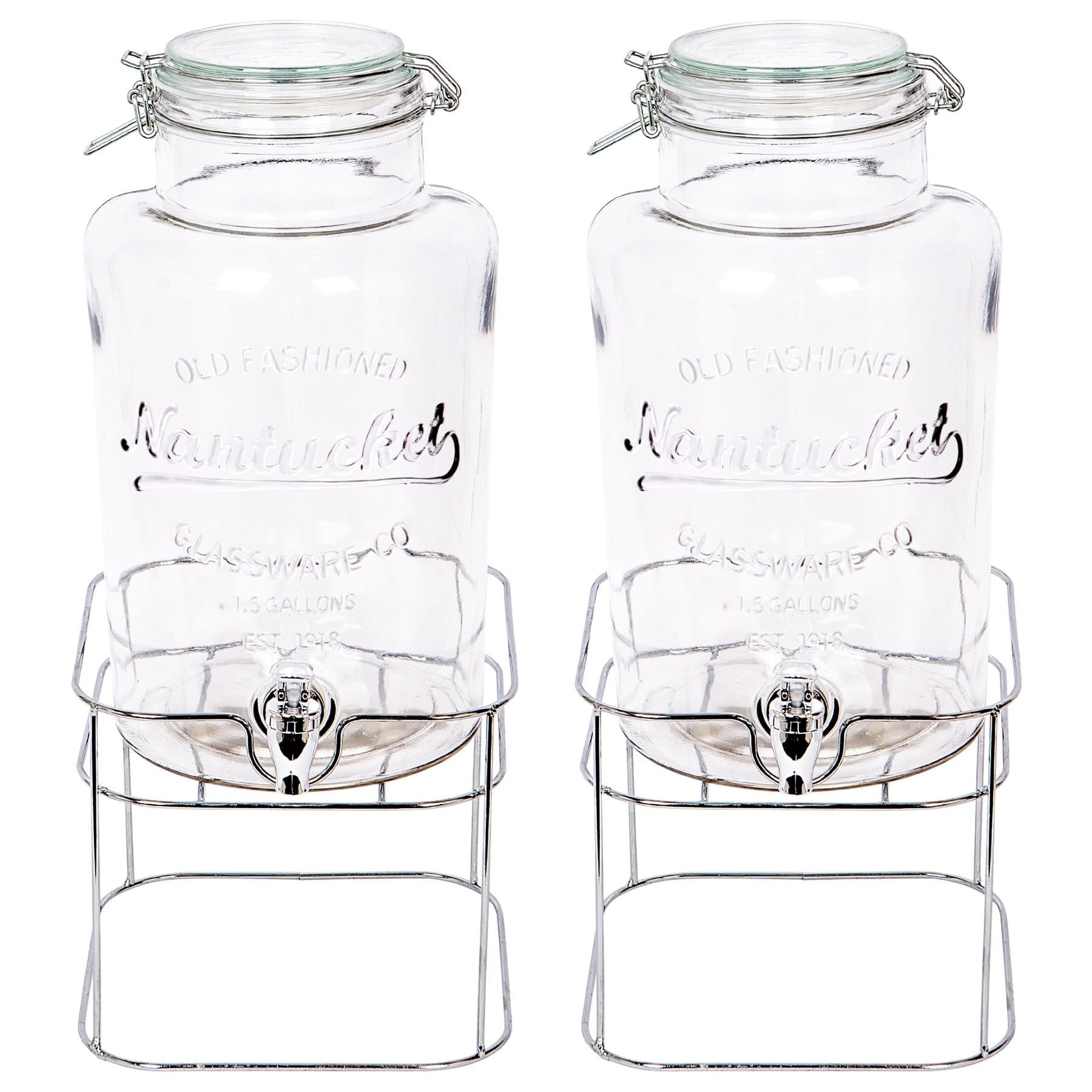 Rink Drink Glass Drinks Dispensers with Tap 6.5L Pack of 2 in Silver