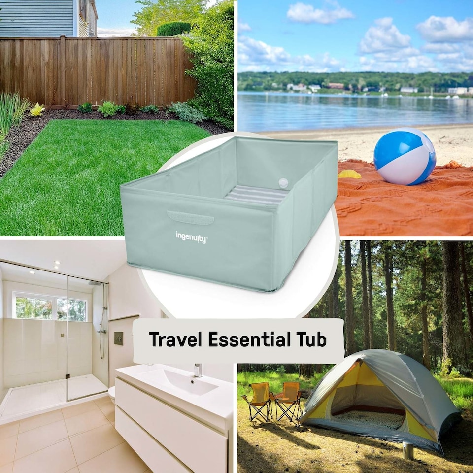 image 1 of Ingenuity Tuckaway Toddler Tub, Converts Shower to Tub, Folds to Store, Easy to Clean, No Assembly Required, 12M-5Y