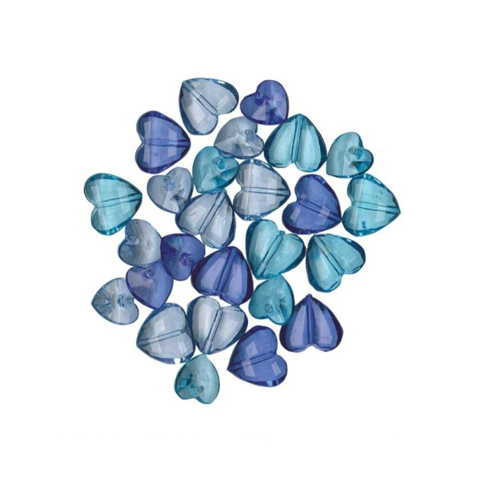 Amscan Acrylic Hearts Gemstone Beads - Blue - One Size