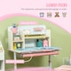 image 5 of HOMCOM Kids Desk and Chair Set with Storage Shelves, Washable Cover - Pink 