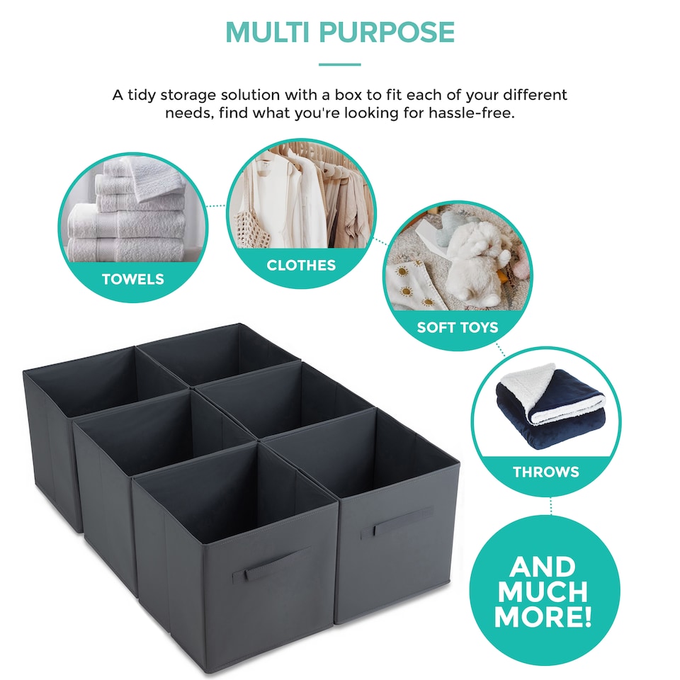 image 1 of Foldable Storage Cubes Set of 6 Grey