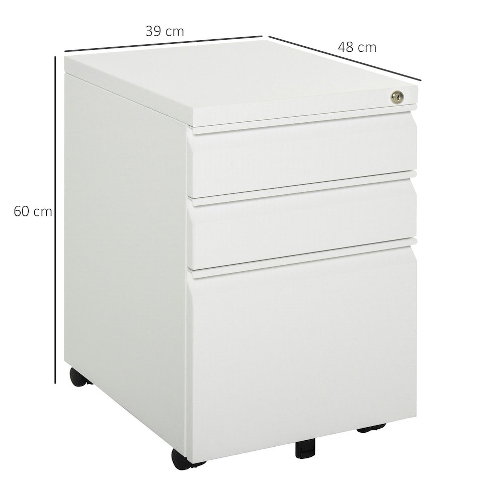 image 1 of Vinsetto 3 Drawer Vertical File Cabinet Lockable Metal Filling Cabinet