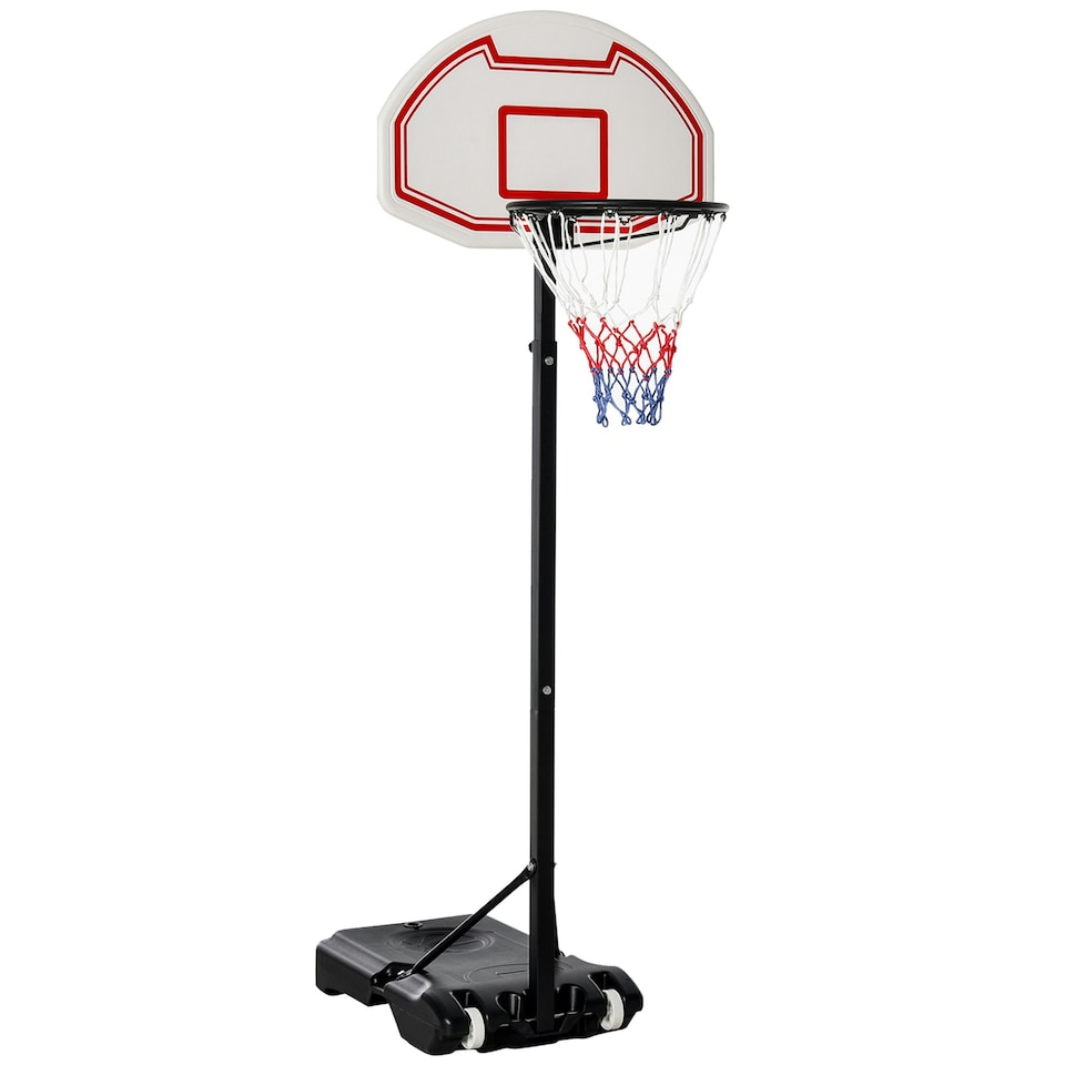image 1 of HOMCOM 155-210cm Height Adjustable Basketball Stand Backboard w/ Net