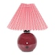 image 4 of ValueLights Burgundy Gingham Touch Button Rechargeable Table Lamp | Red