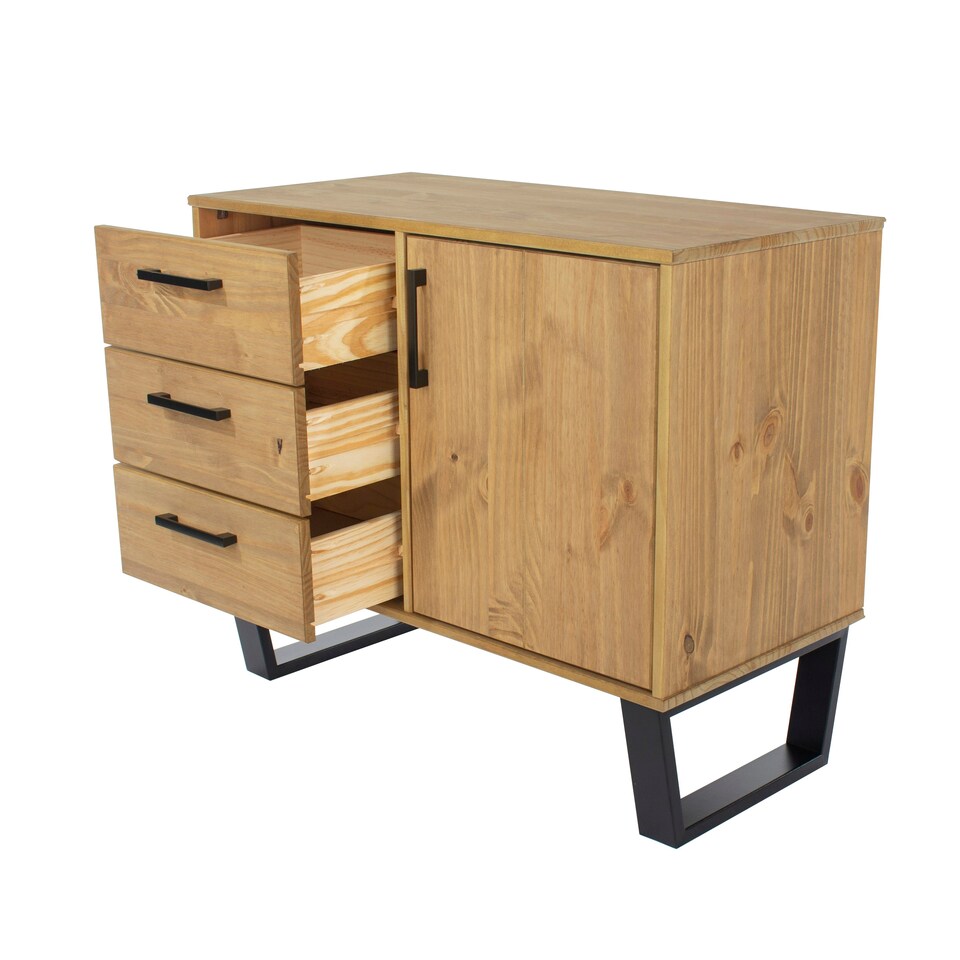 image 1 of Texas, Small Sideboard With 1 Door, 3 Drawers Brown