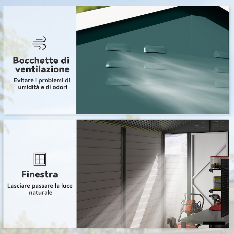 image 1 of Outsunny 9 x 6FT Metal Garden Shed, Tool Storage with Lockable Door, Window, Galvanised Outdoor Storage Shed  for Garden, Patio, Green