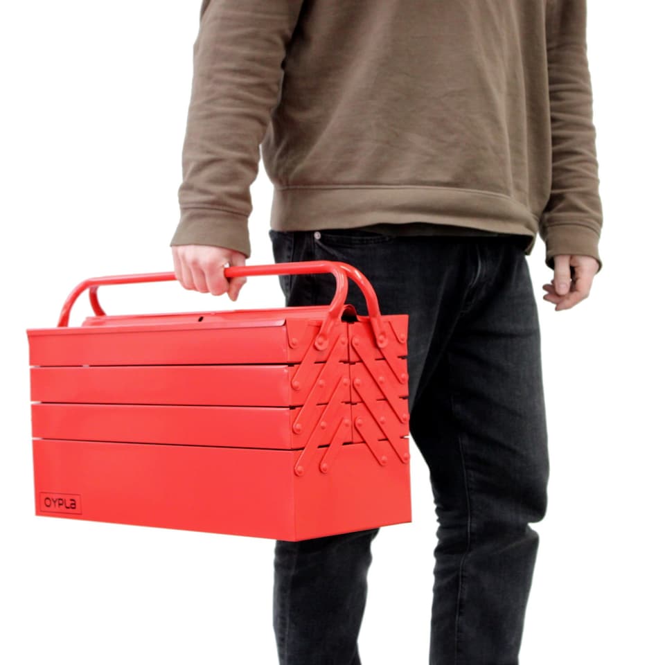 image 1 of 4 Tier 7 Tray Heavy Duty Metal Cantilever Tool Box | Red