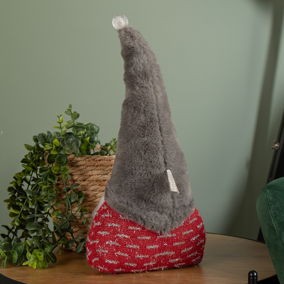 image 1 of 35cm Battery Operated Light up Christmas Gonk with Grey Hat & Red Body