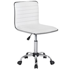 Yaheetech PU Leather Low Back Armless Desk Chair | White