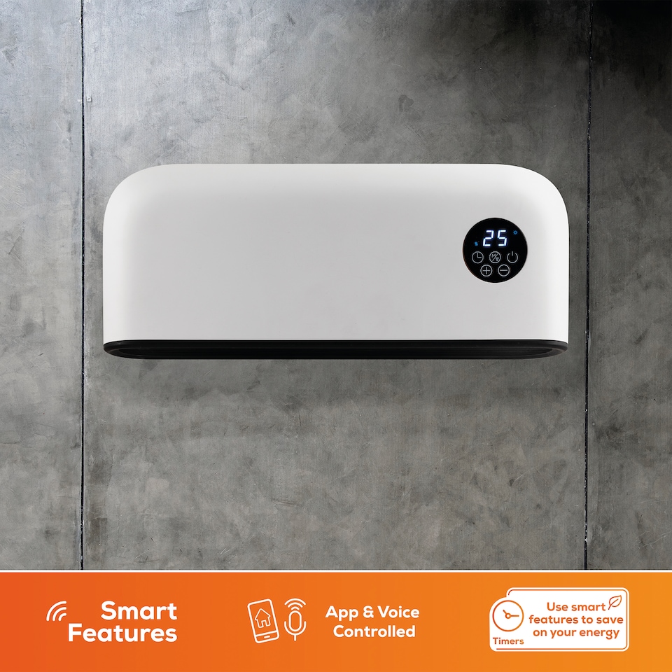 image 1 of TCP Smart Downflow Ceramic Wall Mounted Heater 2000W, Ideal For Bathrooms and Small Rooms