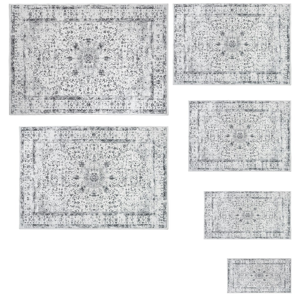 image 1 of Washable Rug Aliya - different sizes, oriental pattern, non-slip underside, non-allergenic short pile Grey | 230 x 160 cm