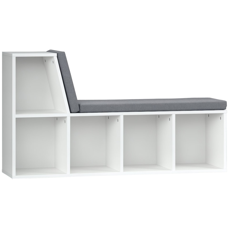image 1 of HOMCOM 2 Tier Bookcase w/ Removable Cushions Storage Cabinet for Living Room