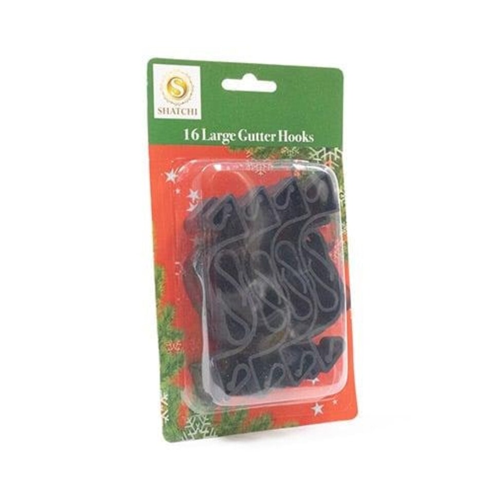 image 1 of Large Black Gutter Hooks for Outdoor Lights - Pack of 16