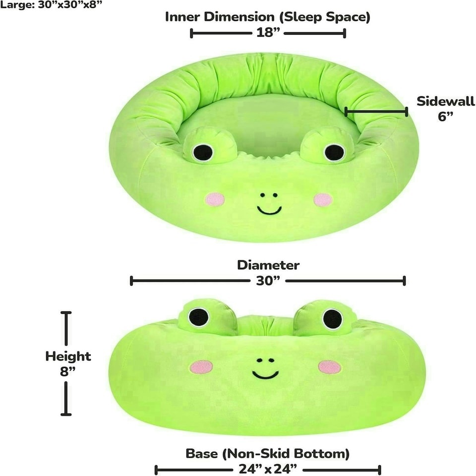 image 1 of Squishmallows Official 30-Inch Wendy Frog Pet Bed Large Ultrasoft Official Plush Pet Bed