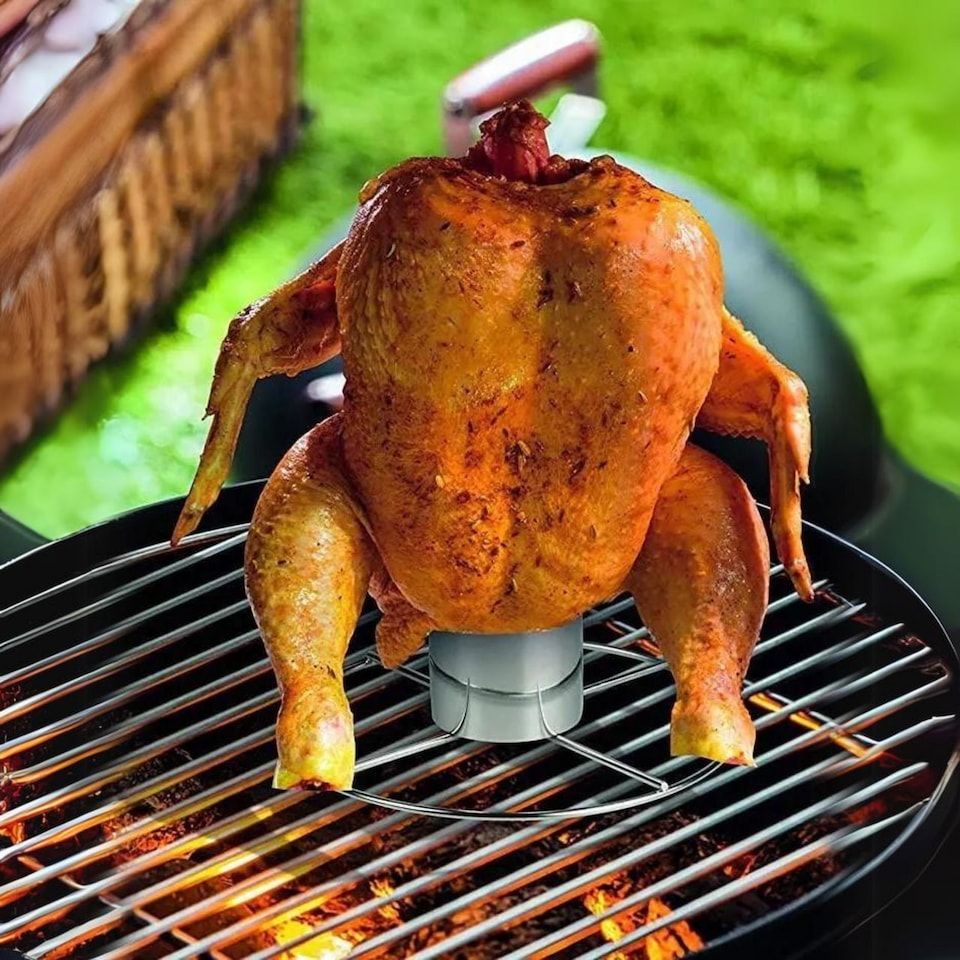 image 1 of BBQ Vertical Beer Can Chicken Roaster Grill Stand