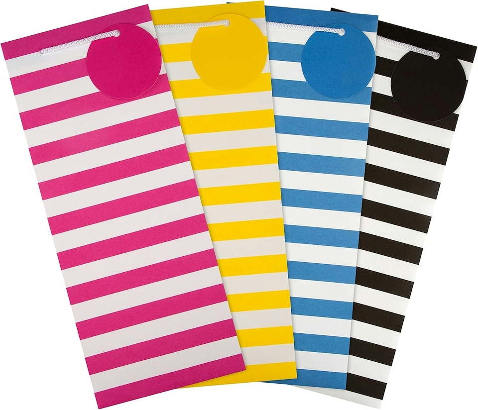 image 1 of Multi Occasion Bottle Bags Bundle 4 Bags in 1 Contemporary Design (1 Yellow, 1 Pink, 1 Blue and 1 Black)