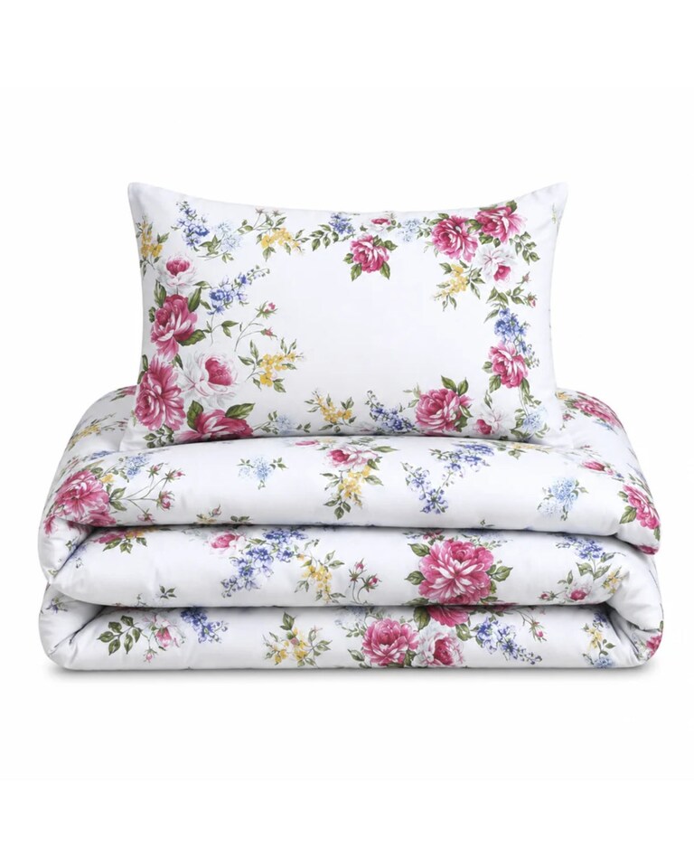 image 1 of Velosso Vintage Floral Printed Cotton Blend Duvet Cover and Pillowcase Set | Multi | Single