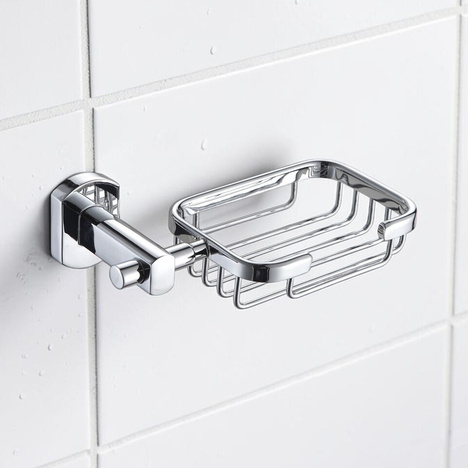 image 1 of Showerdrape Admiralty Chrome Stainless Steel Wall Mounted Soap Basket | Silver | 1