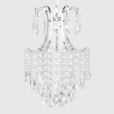 ValueLights Donah Silver Ceiling Pendant Droplets Shade and B22 GLS LED 10W Cool White 6500K Bulb