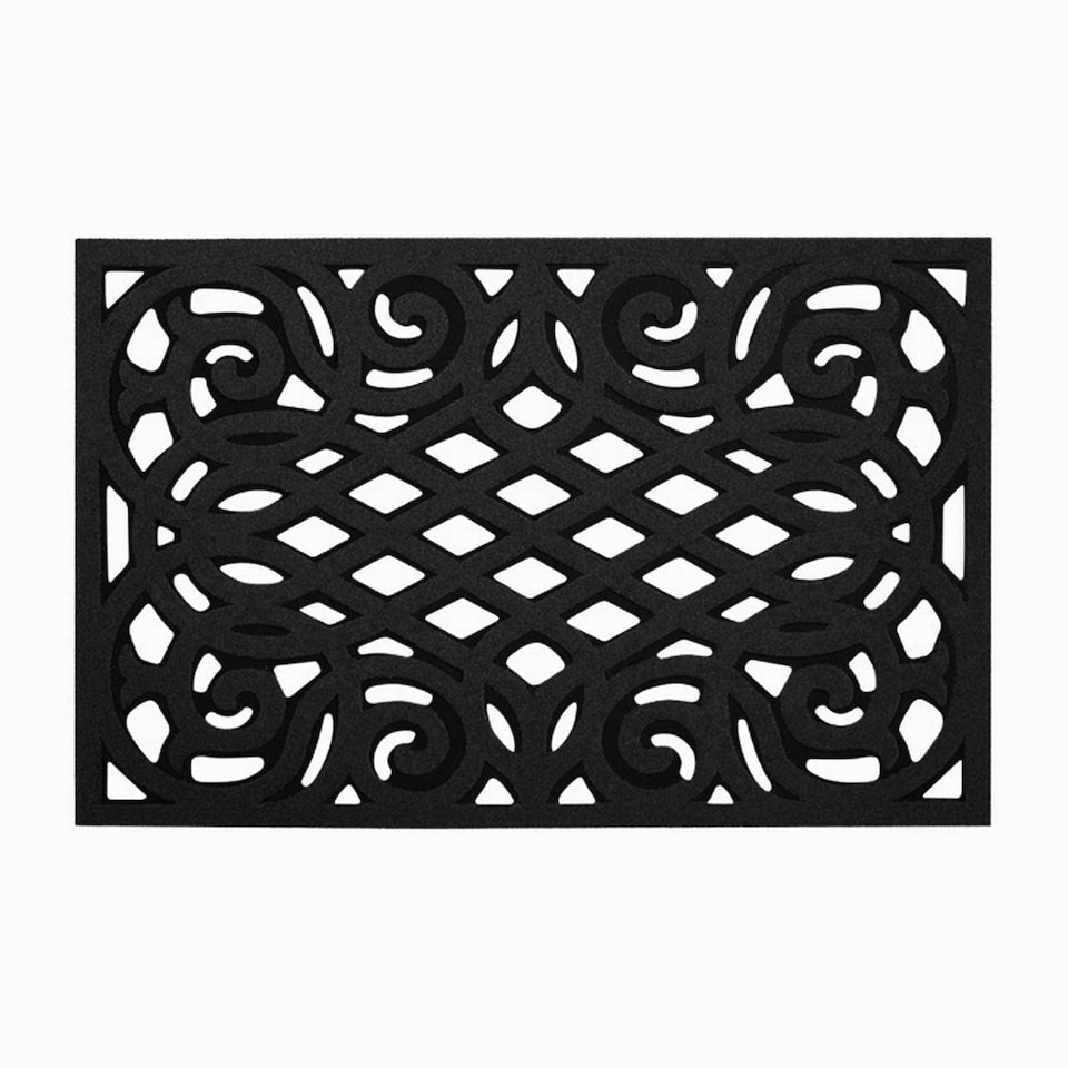 image 1 of Nicoman Victorian Style Rubber Outdoor Door Mat Black 90 x 60cm
