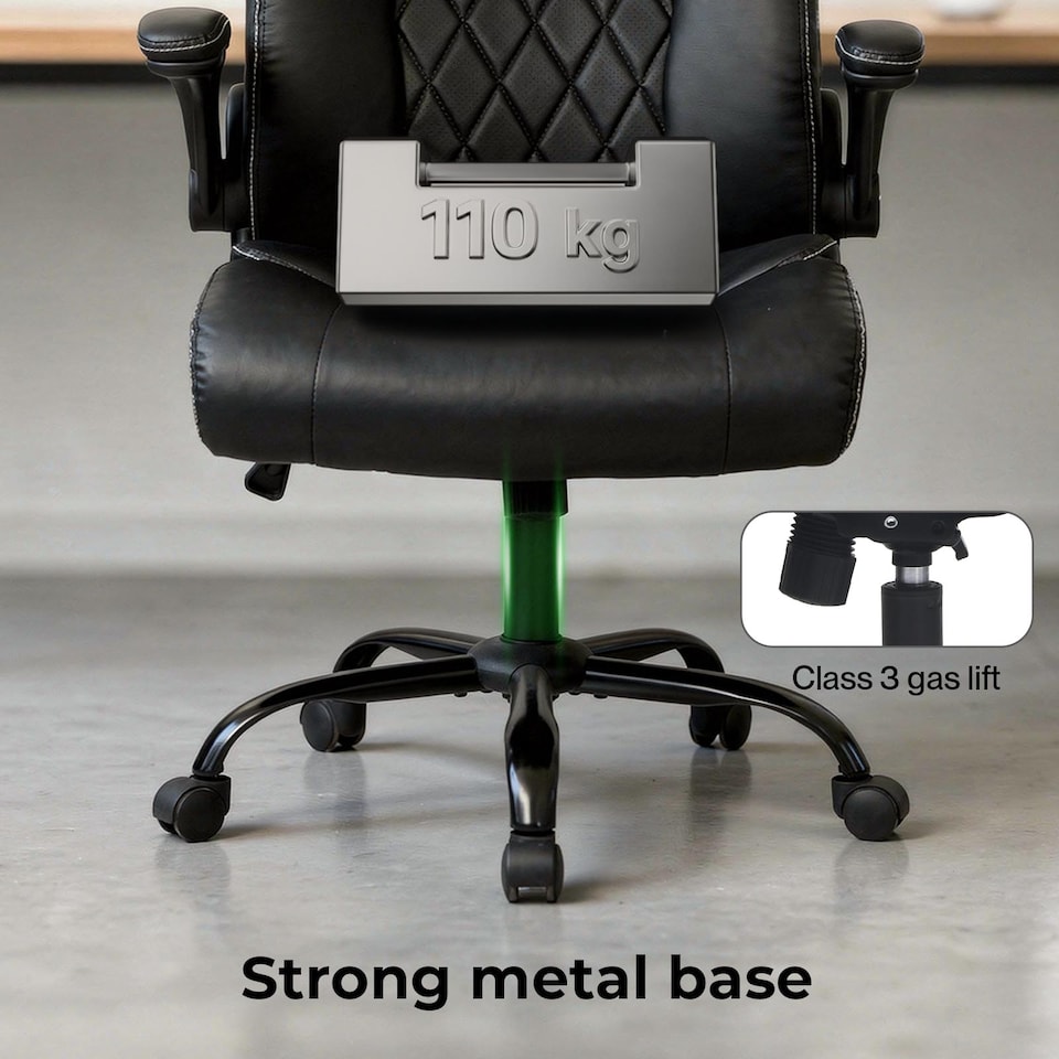 image 1 of Levede Executive Office Chair PU Leather Reclining Desk Chair Flip-Up Armrests