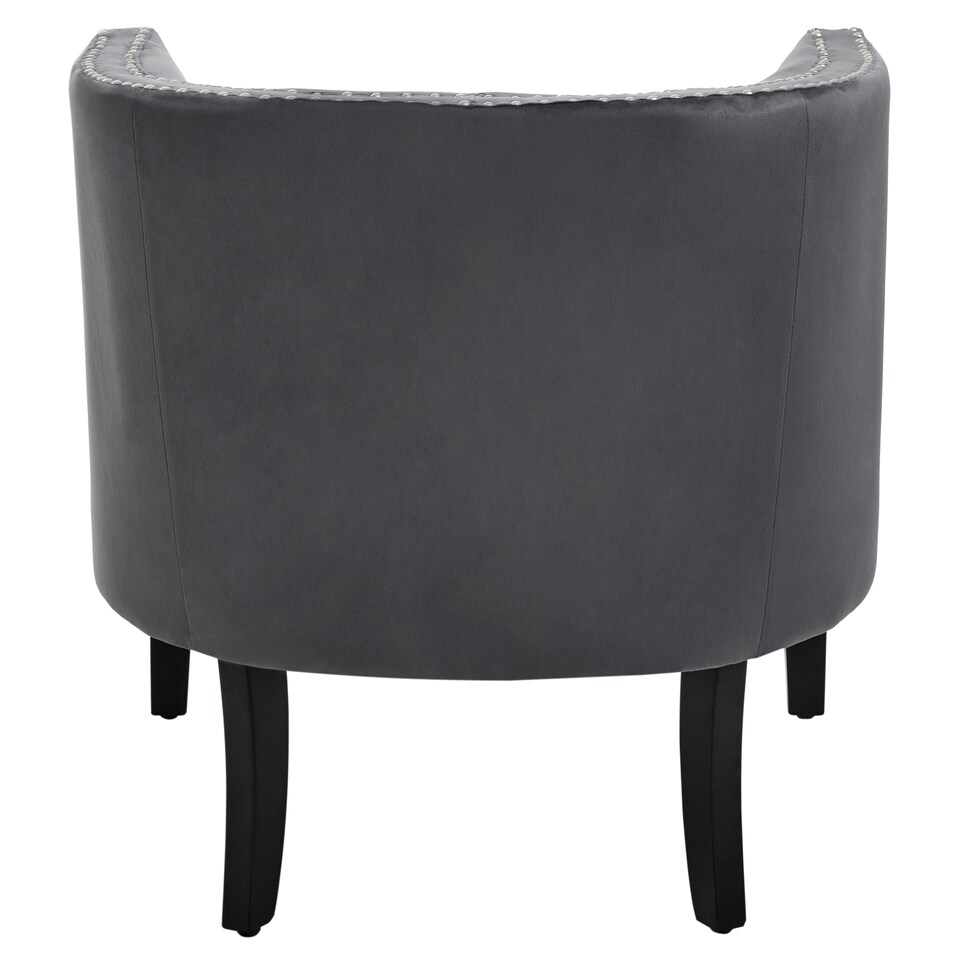 image 1 of Interiors by Premier Grey Velvet Studded Chair, Easy to Clean Leather Armchair, Body Supportive Accent Chair