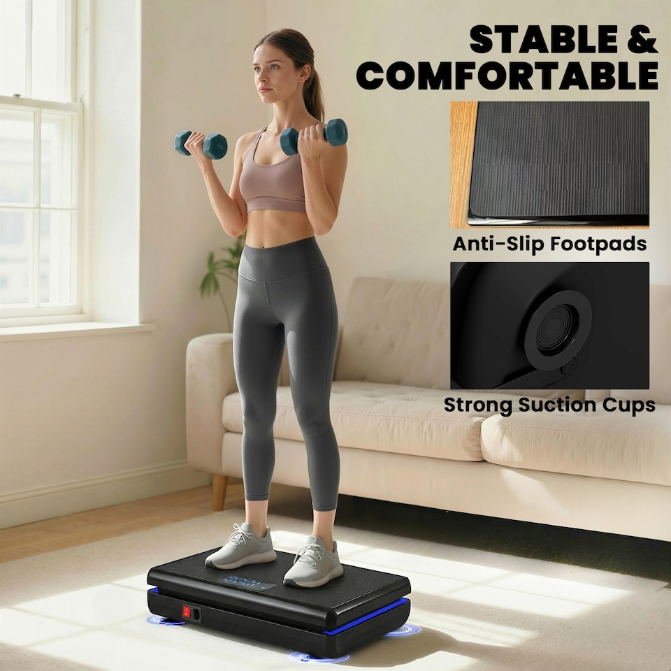 image 1 of SPORTNOW Vibration Plate Exercise Machine with 120 Speed Levels, 5 Programs | Black | Black | 48 x 32 x 13 cm
