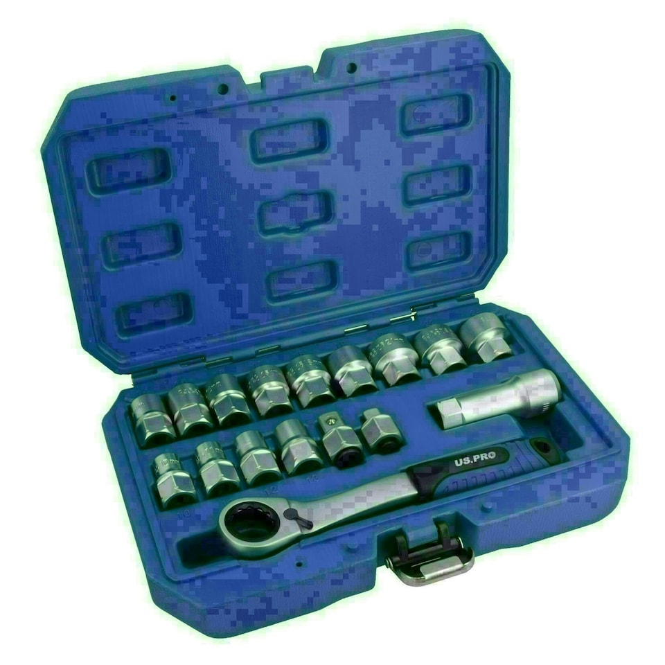 image 1 of 3/8in and 1/2in Drive Go Through Go-Thru Metric Socket Set 10 - 24mm 17pc