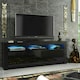 image 2 of TV Unit 160cm Black Gloss Doors & Drawers Black Matt Body With LED Black