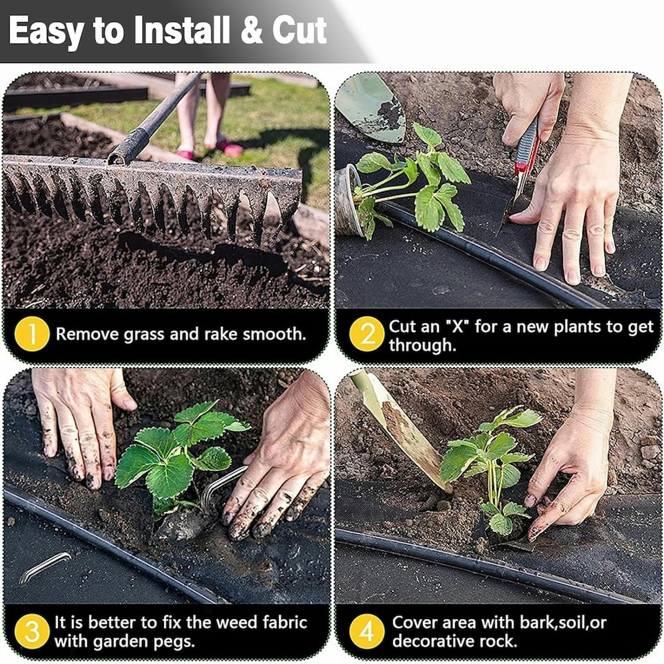 image 1 of Heavy Duty Weed Control Membrane Garden Barrier Fabric for Landscaping Cover N/A