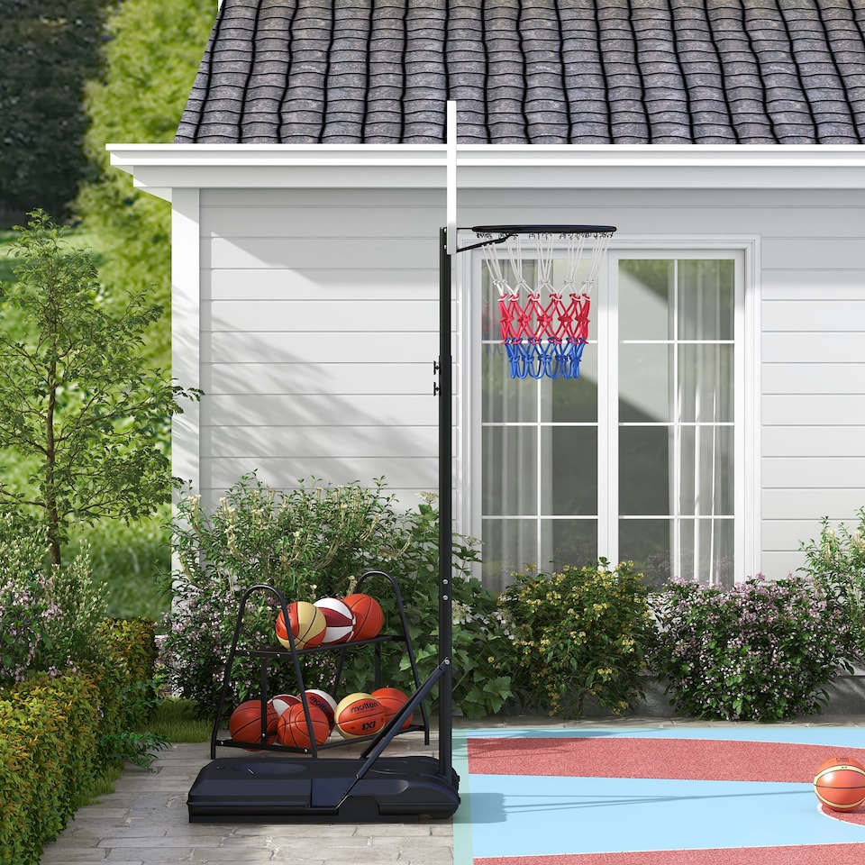 image 1 of SPORTNOW Adjustable Basketball Stand Net Set System with Wheels, 179-209cm