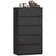 image 1 of HOMCOM Bedroom Chest of Drawers, 5 Drawers Dresser, Drawer Unit, Black | Black | Black | 55W x 34D x 100H cm