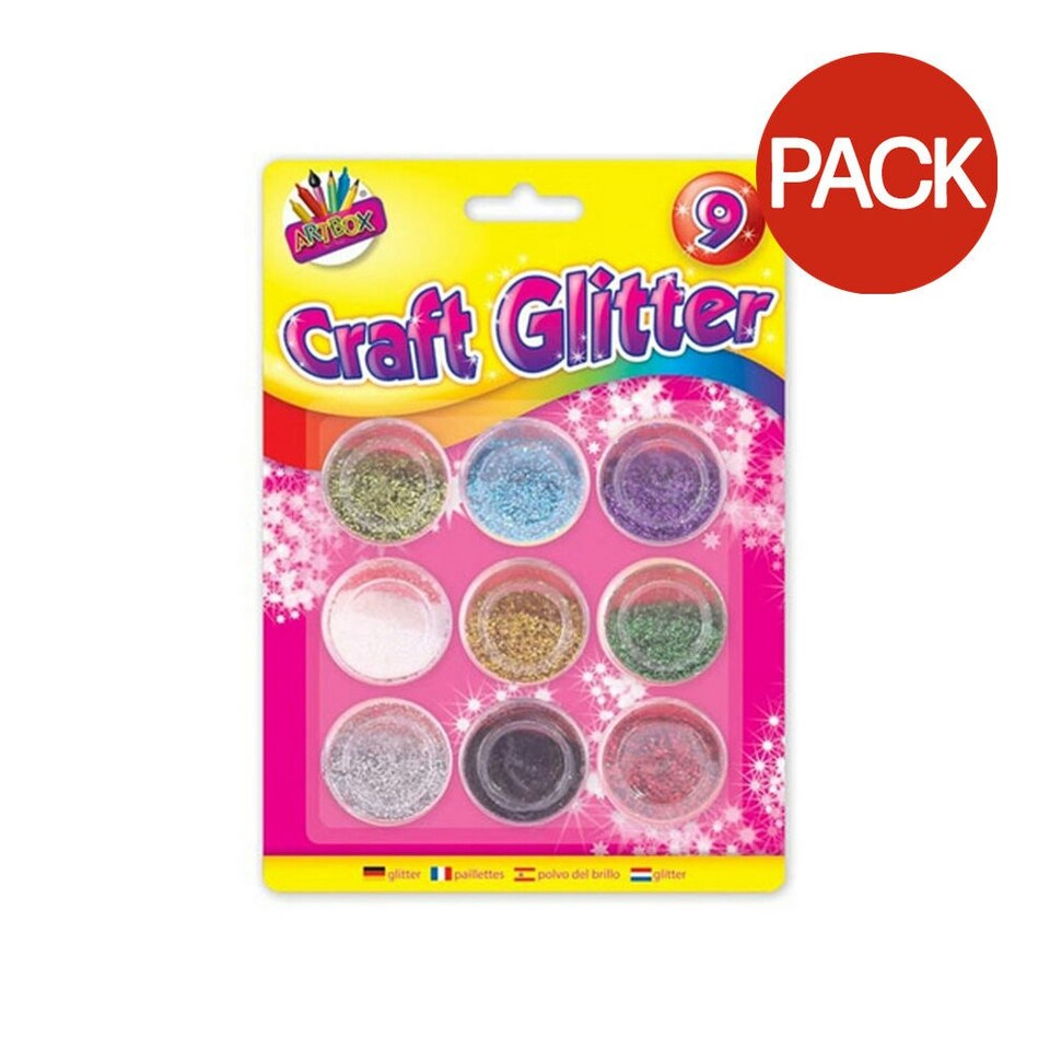 image 1 of ArtBox Asorted Metallic Colour Glitter Pots (Pack of 9) - Assorted - One Size