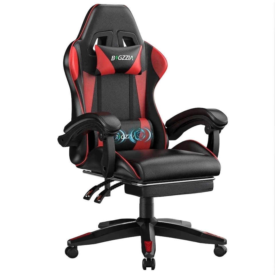 image 1 of Rattantree Ergonomic Gaming Chair Massage Lumbar Footrest Leather Swivel 150 Kg Capacity