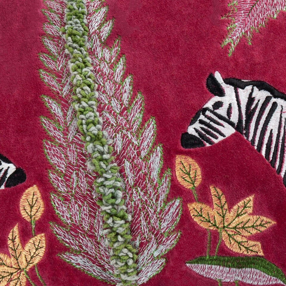 image 1 of Wylder Kalahari Embroidered Velvet Multicolour Filled Cushion 30 x 50 cm Multi