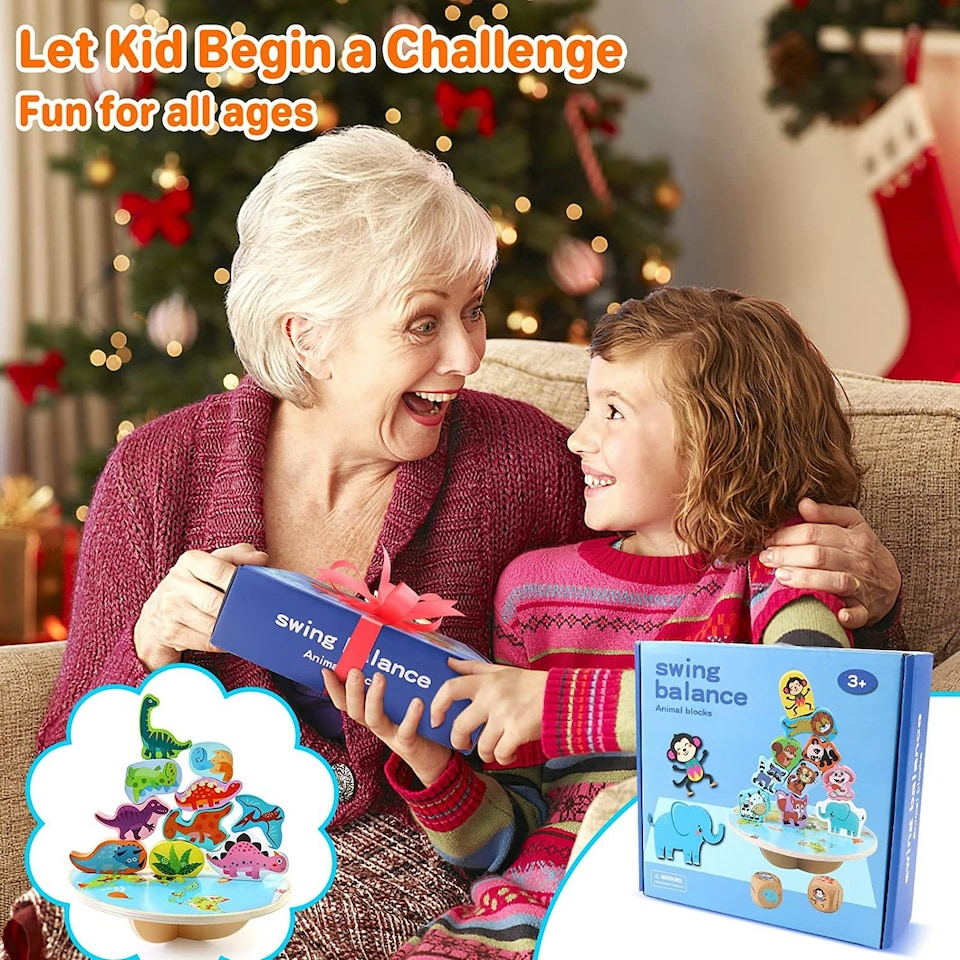 image 1 of Wooden Stacking Balance Toys Animals Balance