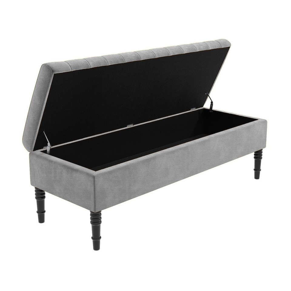 image 1 of Safar 90cm Ottoman Storage Bench -  Naples Shoe Bench - Grey Lined Upholstery Storage Footstool
