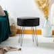 image 7 of Harbour Housewares Velvet Footstool - Round Modern Dressing Table Footstool Vanity Seat Chairs - 40 x 35cm - Black/Silver | Black | Black/Silver | Pack of 1 | 1