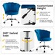 image 6 of COSTWAY Adjustable Upholstered Velvet Armchair w/Wheels Blue Blue