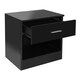 image 2 of Modern Bedside Table with Drawer and Open Shelf High Gloss In Black Black