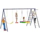 image 1 of AIYAPLAY 6 in 1 Kids Swing Set with 3 Swings, Climbing Net and Ladder