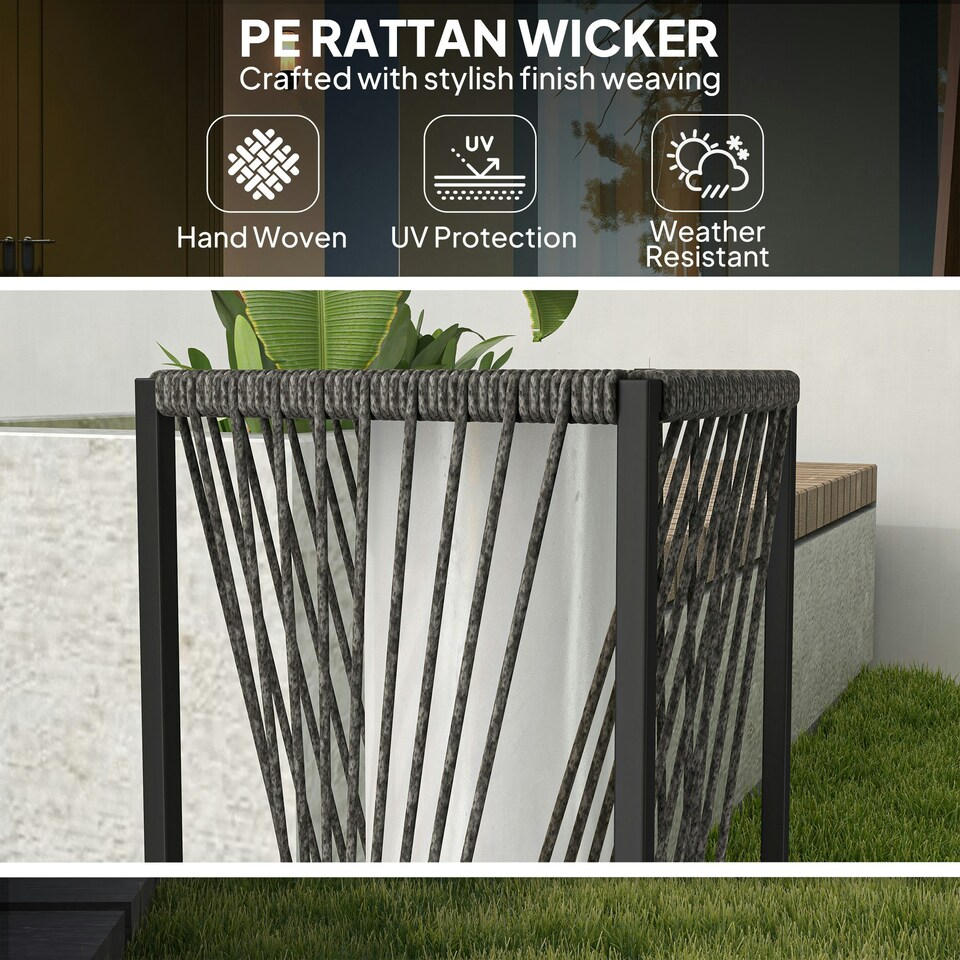 image 1 of Outsunny Rattan Solar Floor Lamp, Auto On/Off LED Garden Lights, Grey 
